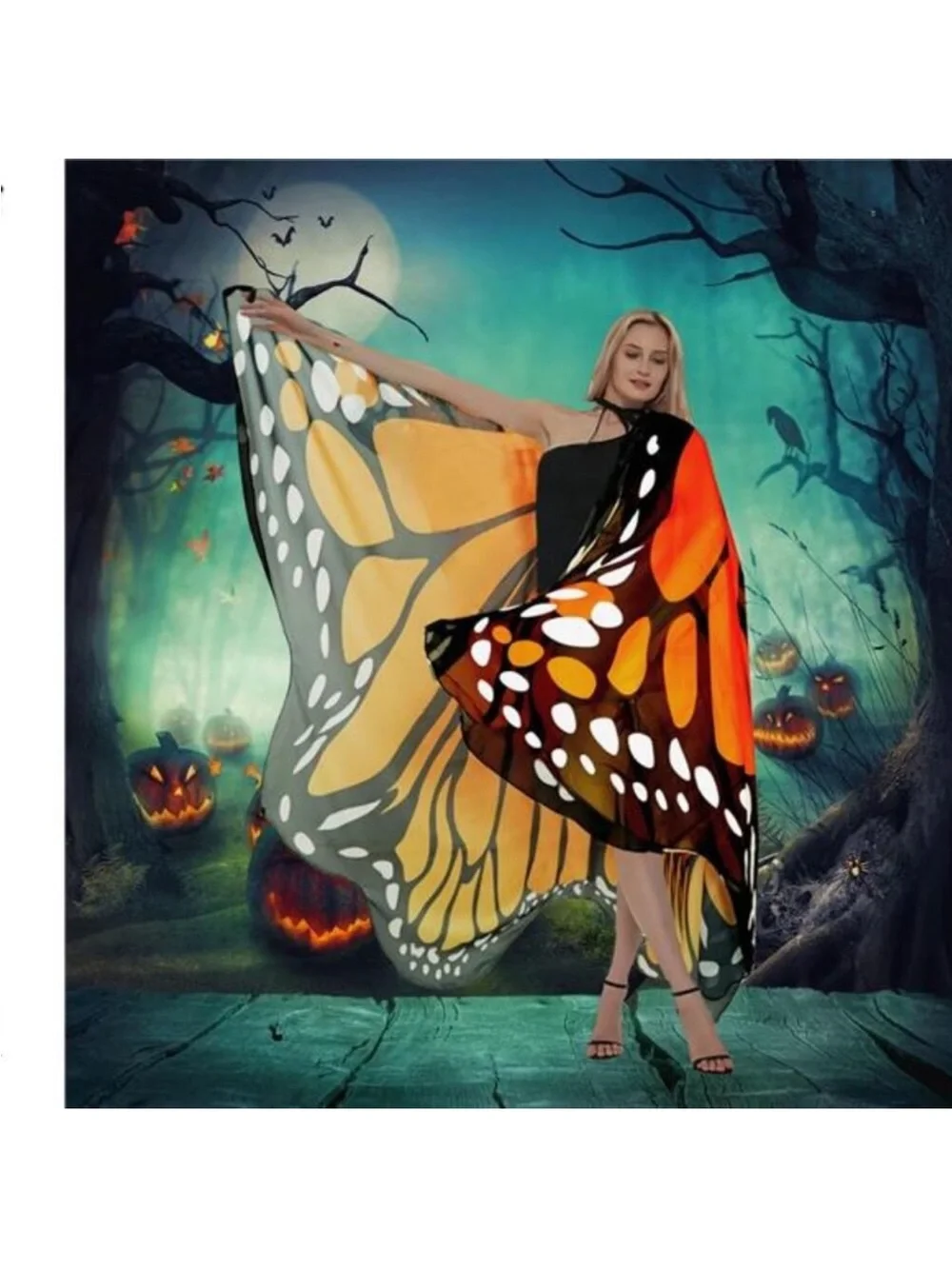 Halloween Butterfly Wings Costume for Womens, Moth Wings Butterfly Cape Adult